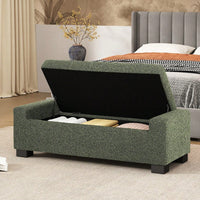 Textured Fabric 50 Inch Rectangular Ottoman Bench With Hinged Lid For Seating Footrest And Hidden Storage Ideal For Living Room