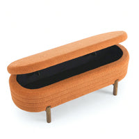 Oval Storage Bench With Rubber Wood Legs 46x17.7x10.8 Inches Beige