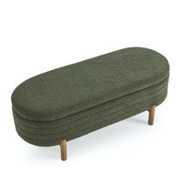 Oval Storage Bench With Rubber Wood Legs 46x17.7x10.8 Inches Beige