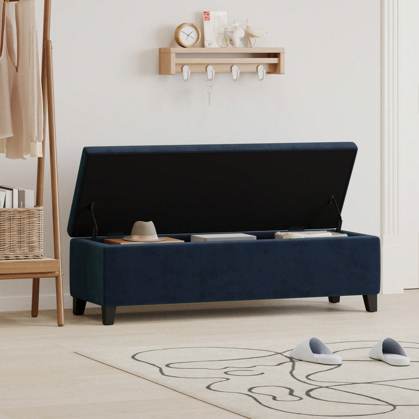 Versatile Storage Ottoman With Soft Upholstery And Stylish Design For Home Décor