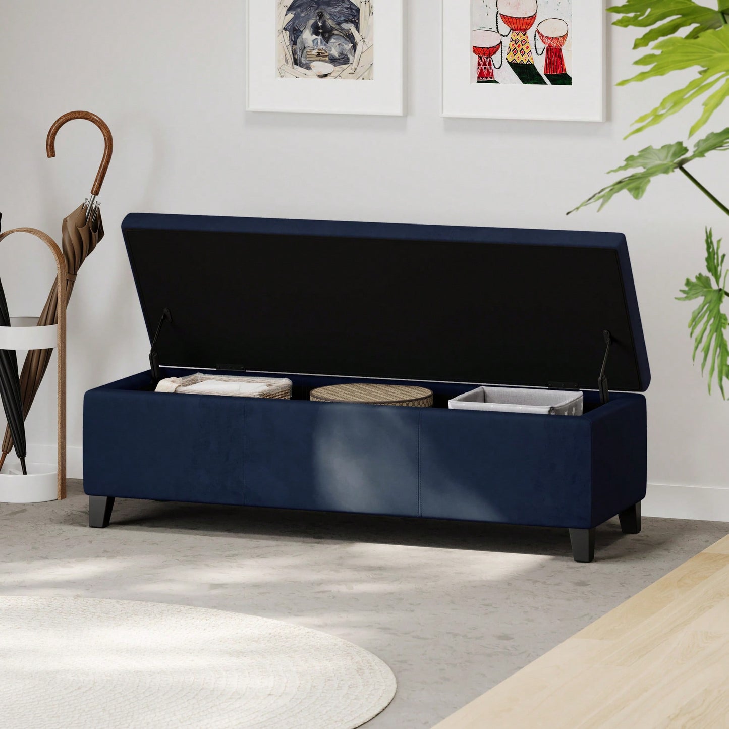 Versatile Storage Ottoman With Soft Upholstery And Stylish Design For Home Décor