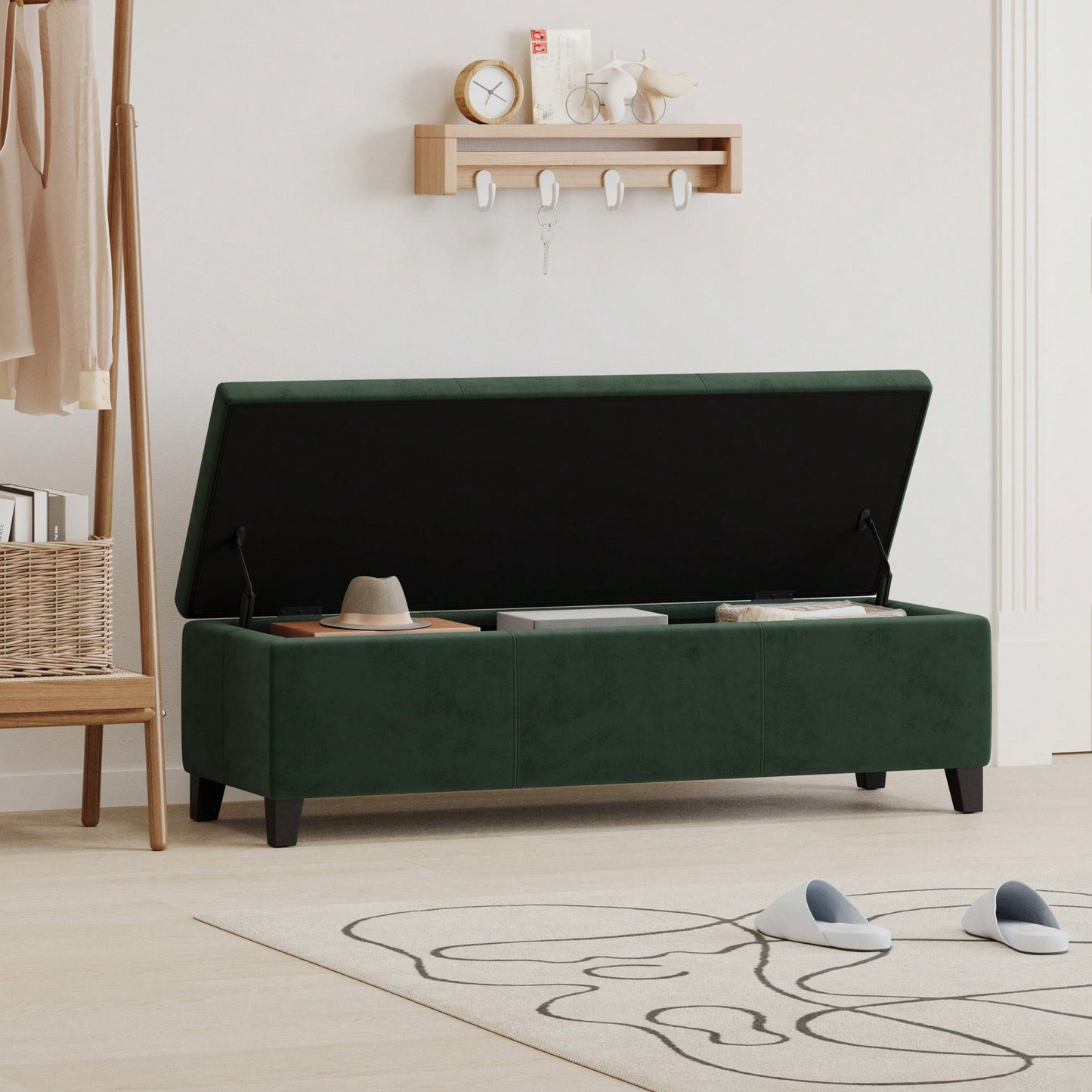 Versatile Storage Ottoman With Soft Upholstery And Stylish Design For Home Décor