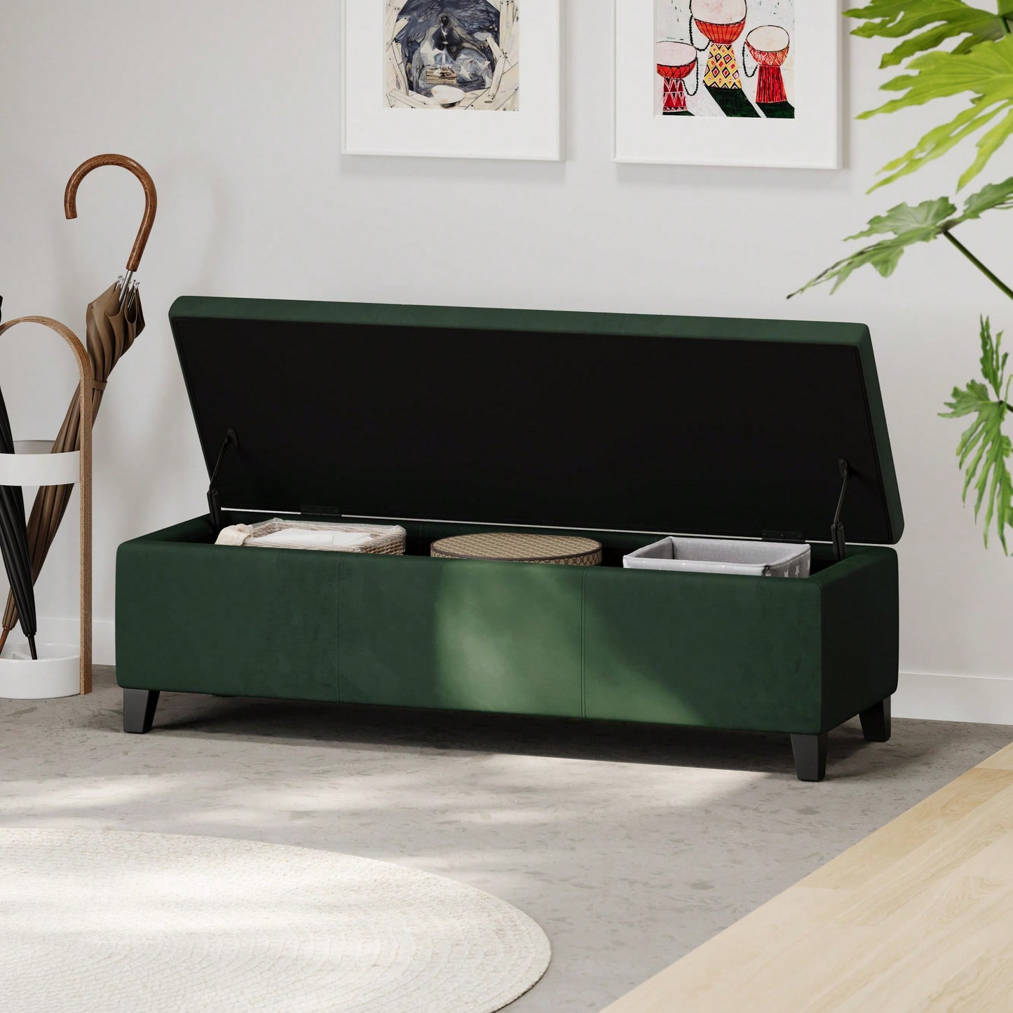 Versatile Storage Ottoman With Soft Upholstery And Stylish Design For Home Décor