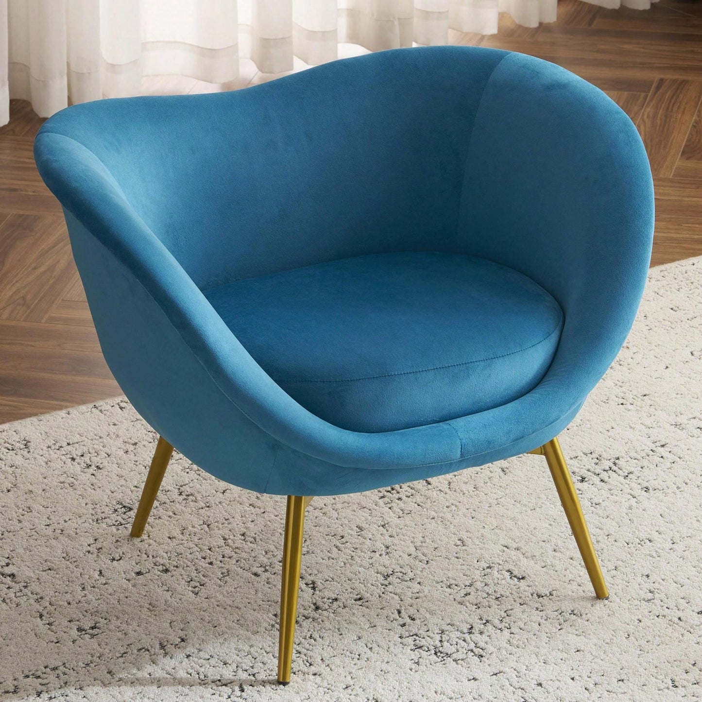 Velvet Accent Chair With Gold Metal Legs For Living Room Bedroom Or Makeup Room Teal