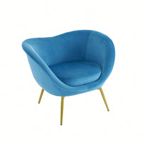 Velvet Accent Chair With Gold Metal Legs For Living Room Bedroom Or Makeup Room Teal