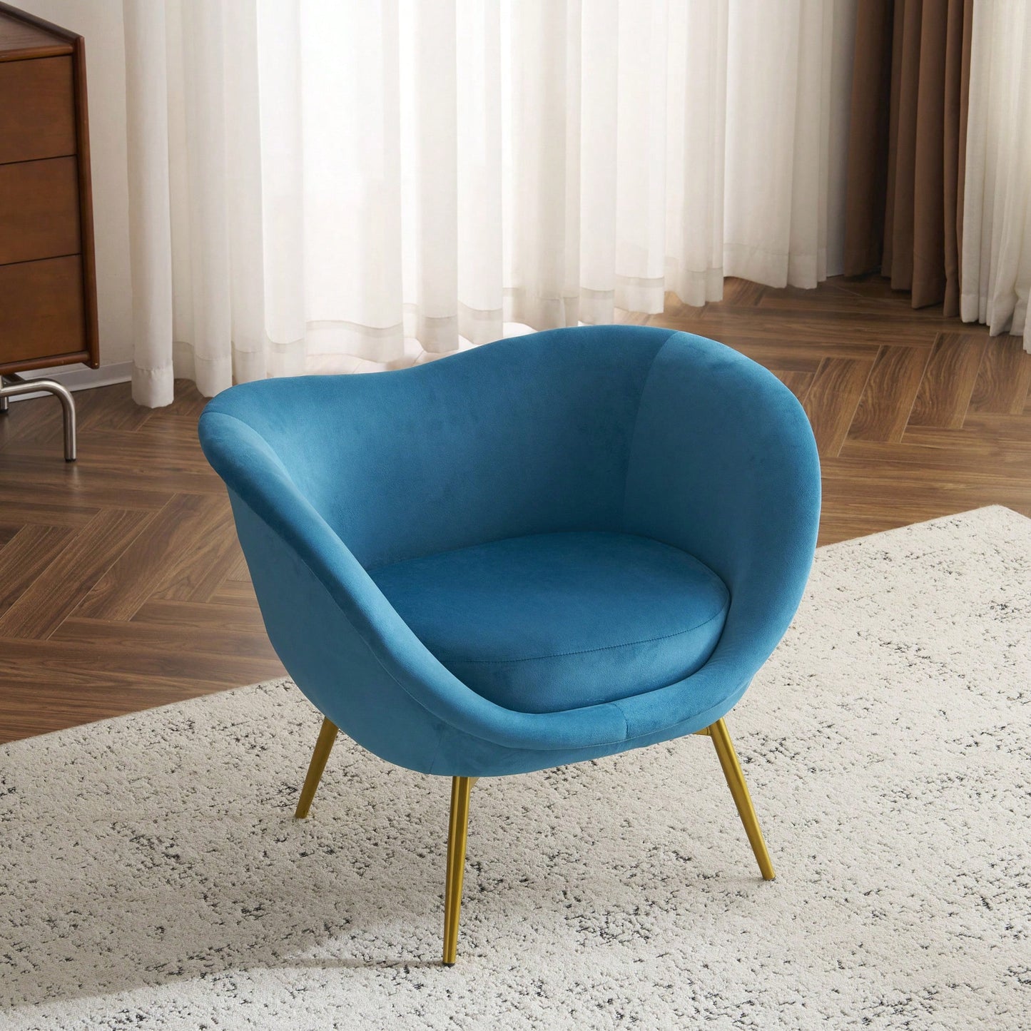 Velvet Accent Chair With Gold Metal Legs For Living Room Bedroom Or Makeup Room Teal