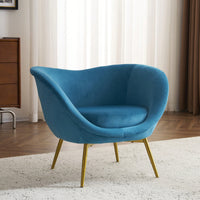 Velvet Accent Chair With Gold Metal Legs For Living Room Bedroom Or Makeup Room Teal