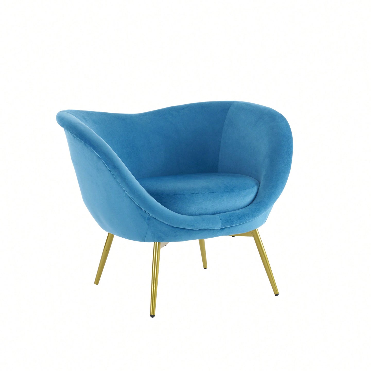 Velvet Accent Chair With Gold Metal Legs For Living Room Bedroom Or Makeup Room Teal