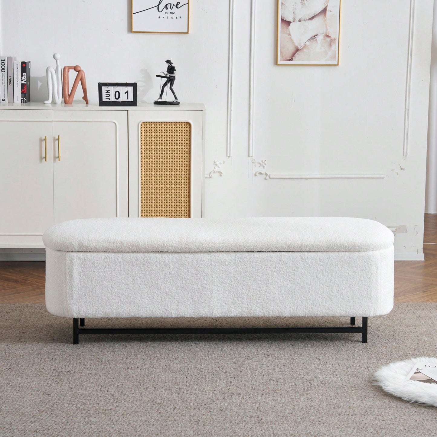 Stylish White Ottoman With Ample Storage Space For Home Organization