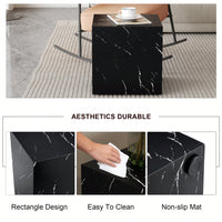 15.7 Inch Black Marble Texture MDF Coffee Table Stylish Cube Design For Living Room Accent