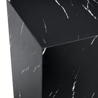 15.7 Inch Black Marble Texture MDF Coffee Table Stylish Cube Design For Living Room Accent