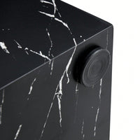 15.7 Inch Black Marble Texture MDF Coffee Table Stylish Cube Design For Living Room Accent