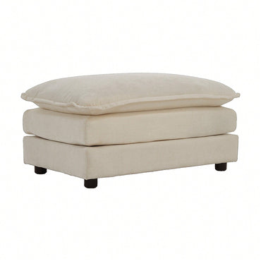 Chenille Fabric Ottoman Footrest For 2 Seater, 3 Seater, And 4 Seater Sofas Beige