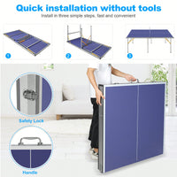 Portable 6ft Foldable Table Tennis Table Set For Indoor Outdoor Games With Net 2 Paddles And 3 Balls