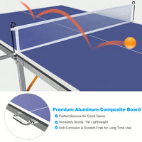 Portable 6ft Foldable Table Tennis Table Set For Indoor Outdoor Games With Net 2 Paddles And 3 Balls