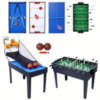 5-In-1 Multi-Game Table For Billiards, Air Hockey, Foosball, Ping Pong, And Basketball In Black And Blue