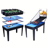 5-In-1 Multi-Game Table For Billiards, Air Hockey, Foosball, Ping Pong, And Basketball In Black And Blue
