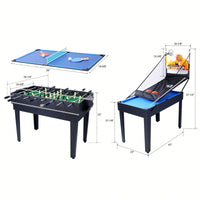 5-In-1 Multi-Game Table For Billiards, Air Hockey, Foosball, Ping Pong, And Basketball In Black And Blue