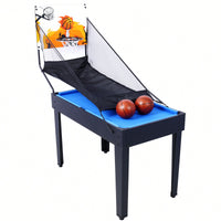 5-In-1 Multi-Game Table For Billiards, Air Hockey, Foosball, Ping Pong, And Basketball In Black And Blue