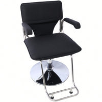 Heavy Duty Hydraulic Barber Chair With Stainless Steel Frame For Hair Salon Styling And Shampooing, Includes Barber Cape - Black