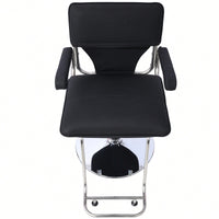 Heavy Duty Hydraulic Barber Chair With Stainless Steel Frame For Hair Salon Styling And Shampooing, Includes Barber Cape - Black