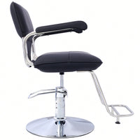 Heavy Duty Hydraulic Barber Chair With Stainless Steel Frame For Hair Salon Styling And Shampooing, Includes Barber Cape - Black