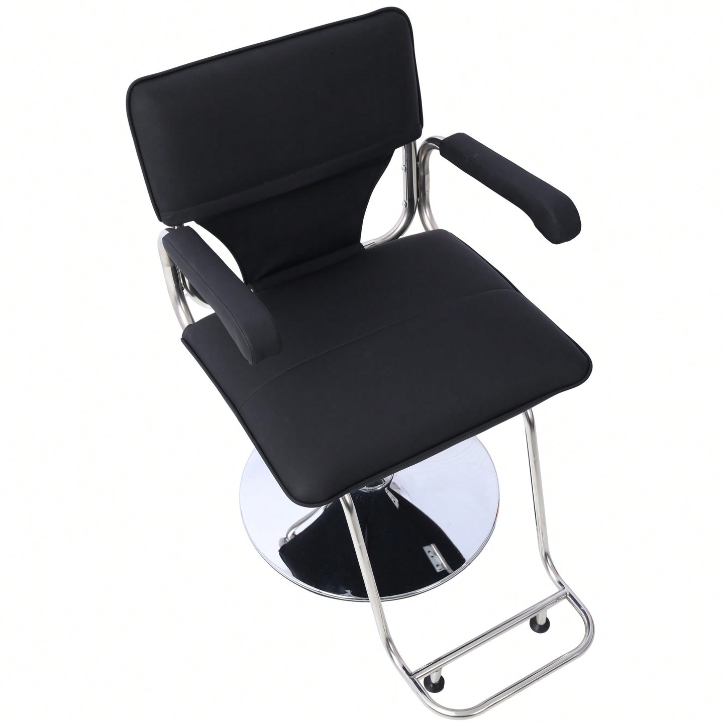 Heavy Duty Hydraulic Barber Chair With Stainless Steel Frame For Hair Salon Styling And Shampooing, Includes Barber Cape - Black