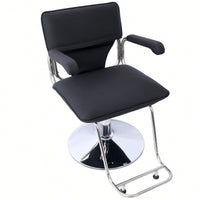 Heavy Duty Hydraulic Barber Chair With Stainless Steel Frame For Hair Salon Styling And Shampooing, Includes Barber Cape - Black