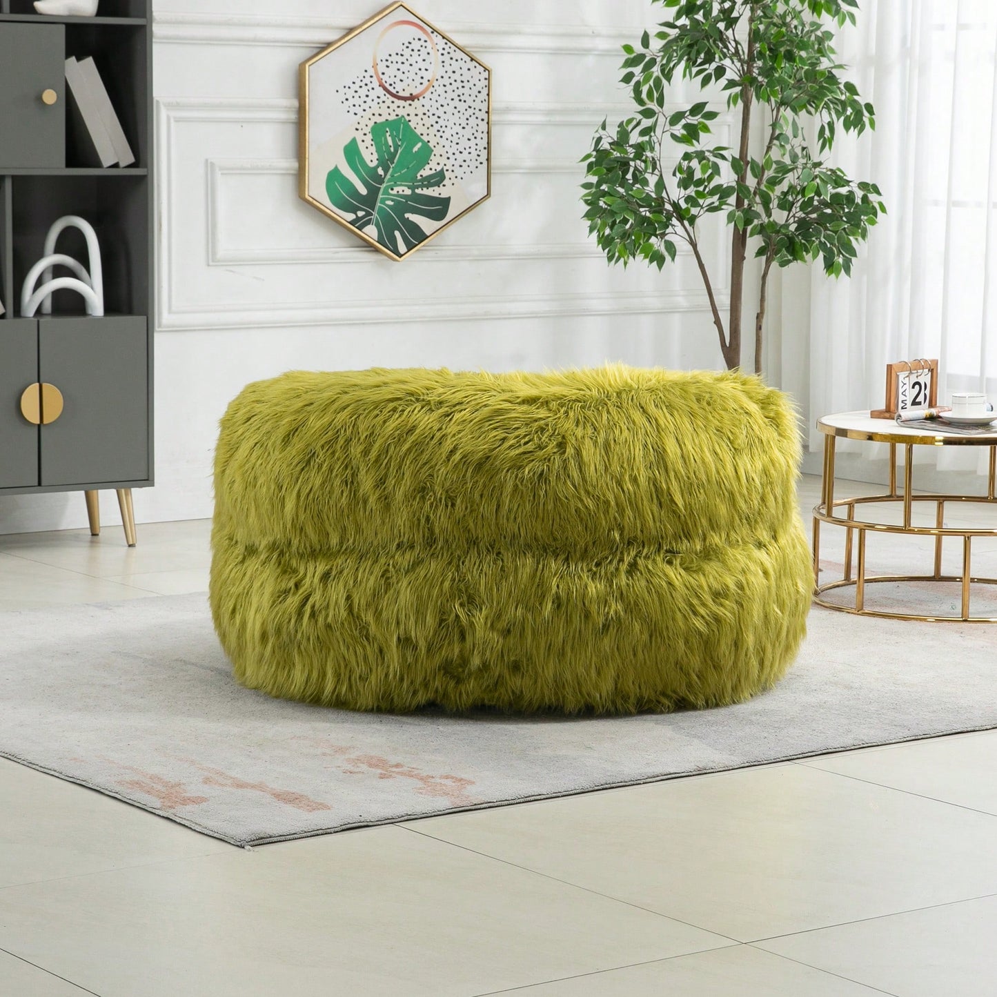 Bean Bag Chair With Ottoman For Gaming Reading And Relaxation, Portable Floor Sofa With Handle Olive Green