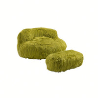 Bean Bag Chair With Ottoman For Gaming Reading And Relaxation, Portable Floor Sofa With Handle Olive Green