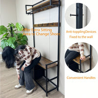 Versatile 5-In-1 Entryway Bench With Shoe Storage, Movable Drawers, Shelves, Garment Racks, And 23 Hooks For Organized Hallway Solutions