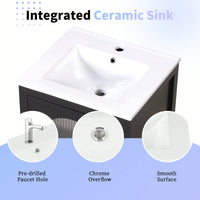 20 Inch White Bathroom Vanity With Sink Soft Closing Glass Door And Drawer Storage