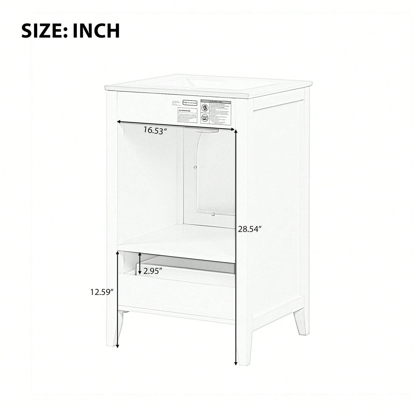 20 Inch White Bathroom Vanity With Sink Soft Closing Glass Door And Drawer Storage