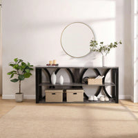 Narrow 3-Tier Industrial Console Table For Entryway Living Room Foyer Hallway With Storage 70.87 Inch Black Finish