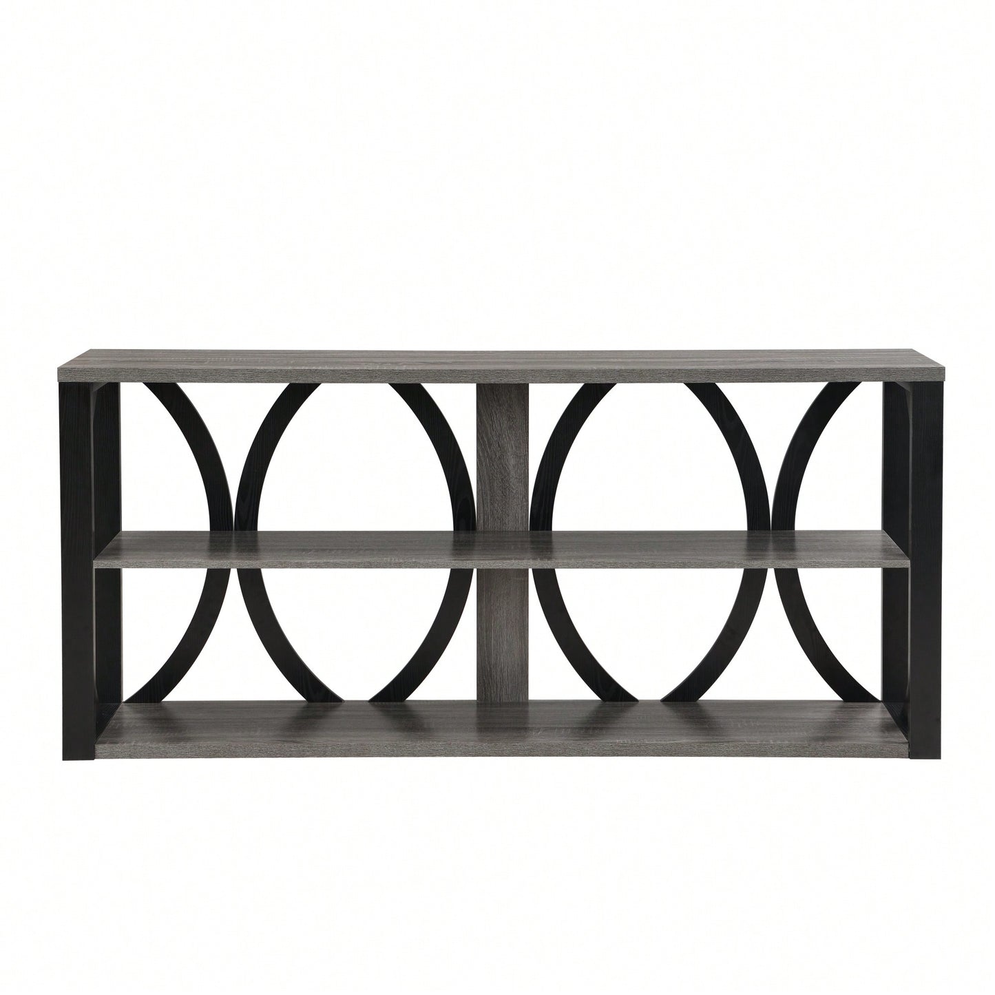 Narrow 3-Tier Industrial Console Table For Entryway Living Room Foyer Hallway With Storage 70.87 Inch Black Finish