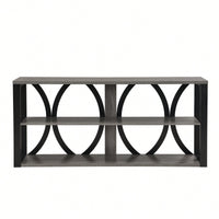 Narrow 3-Tier Industrial Console Table For Entryway Living Room Foyer Hallway With Storage 70.87 Inch Black Finish