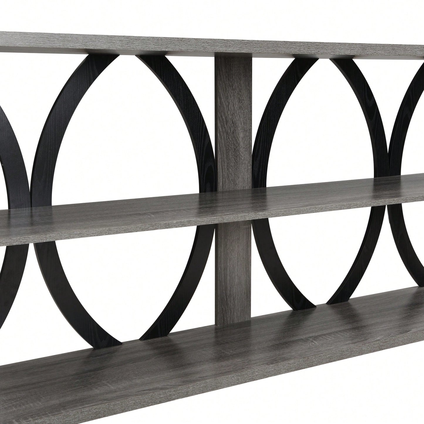 Narrow 3-Tier Industrial Console Table For Entryway Living Room Foyer Hallway With Storage 70.87 Inch Black Finish