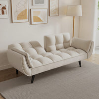 Comfortable Blue Sofa With Two Armrests And Throw Pillows For Small Spaces In Apartment Or Bedroom