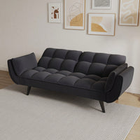 Comfortable Blue Sofa With Two Armrests And Throw Pillows For Small Spaces In Apartment Or Bedroom