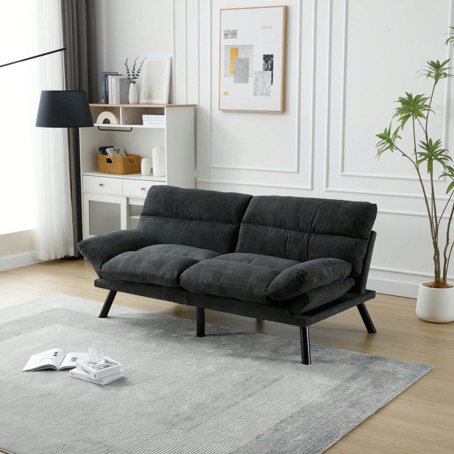 Comfortable Thick Cushion Sofa Bed With Metal Feet For Living And Bedroom Spaces