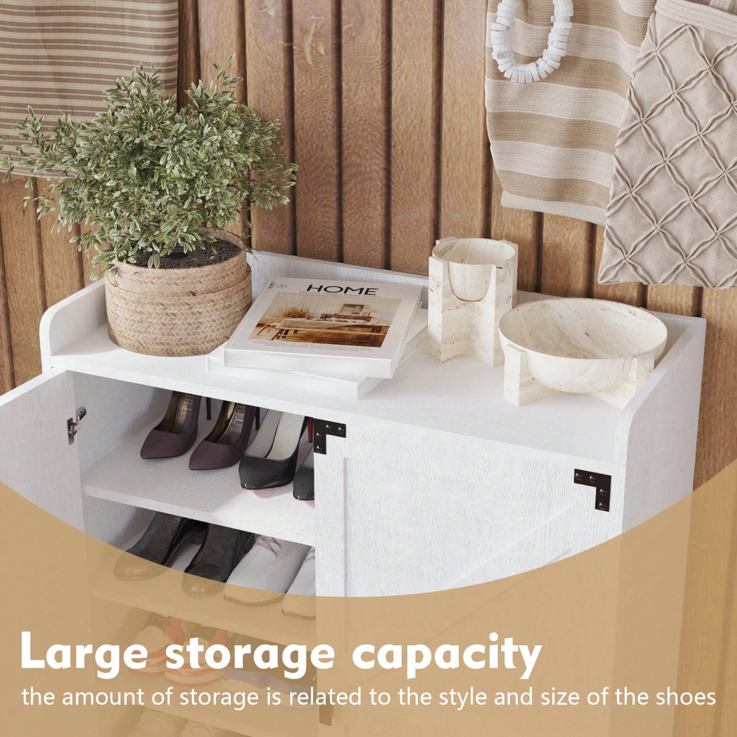 6-Tier Wooden Shoe Storage Organizer With Adjustable Shelves For Entryway Hallway Closet Living Room