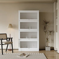 Contemporary Floor-To-Ceiling Office Storage Cabinet With Glass Doors Dustproof Bookshelf For Wall Space