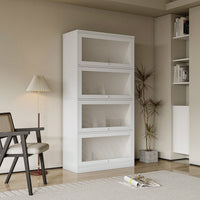 Contemporary Floor-To-Ceiling Office Storage Cabinet With Glass Doors Dustproof Bookshelf For Wall Space