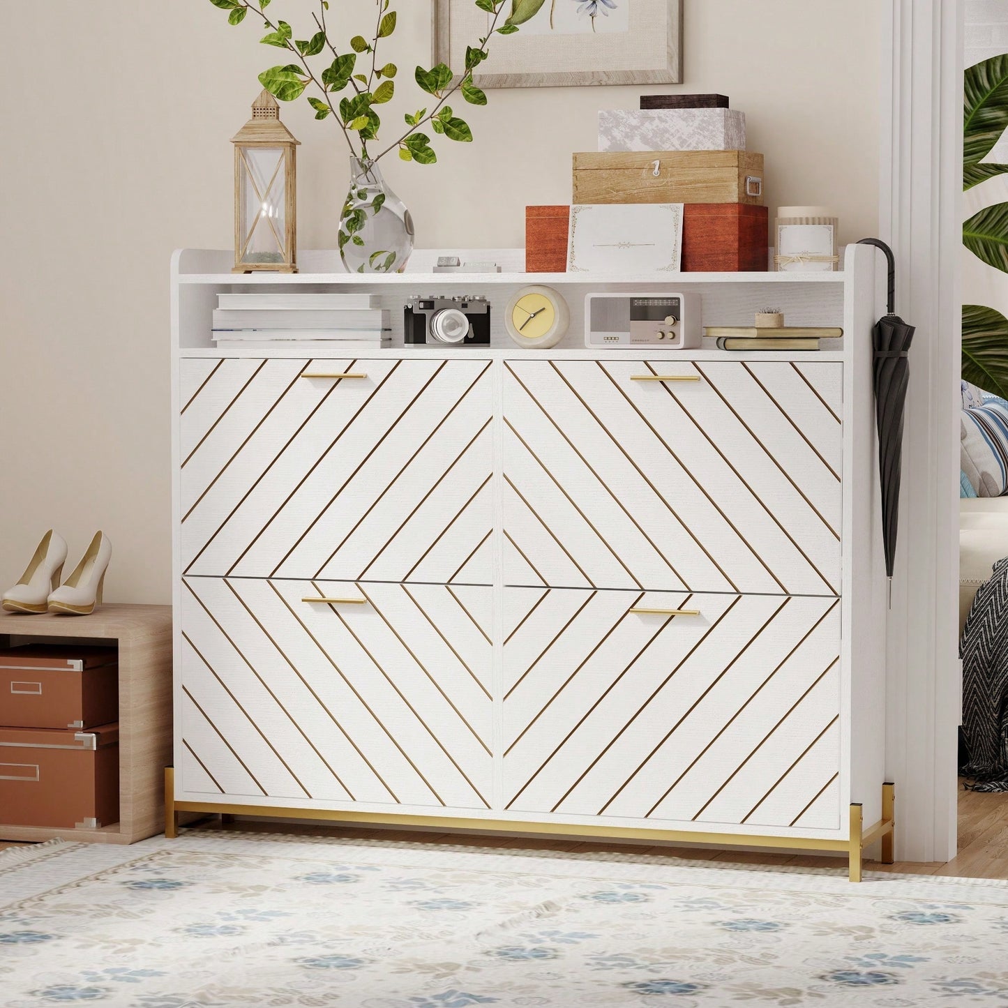 Shoe Storage Cabinet With Adjustable Shelves And Doors For Organized Footwear