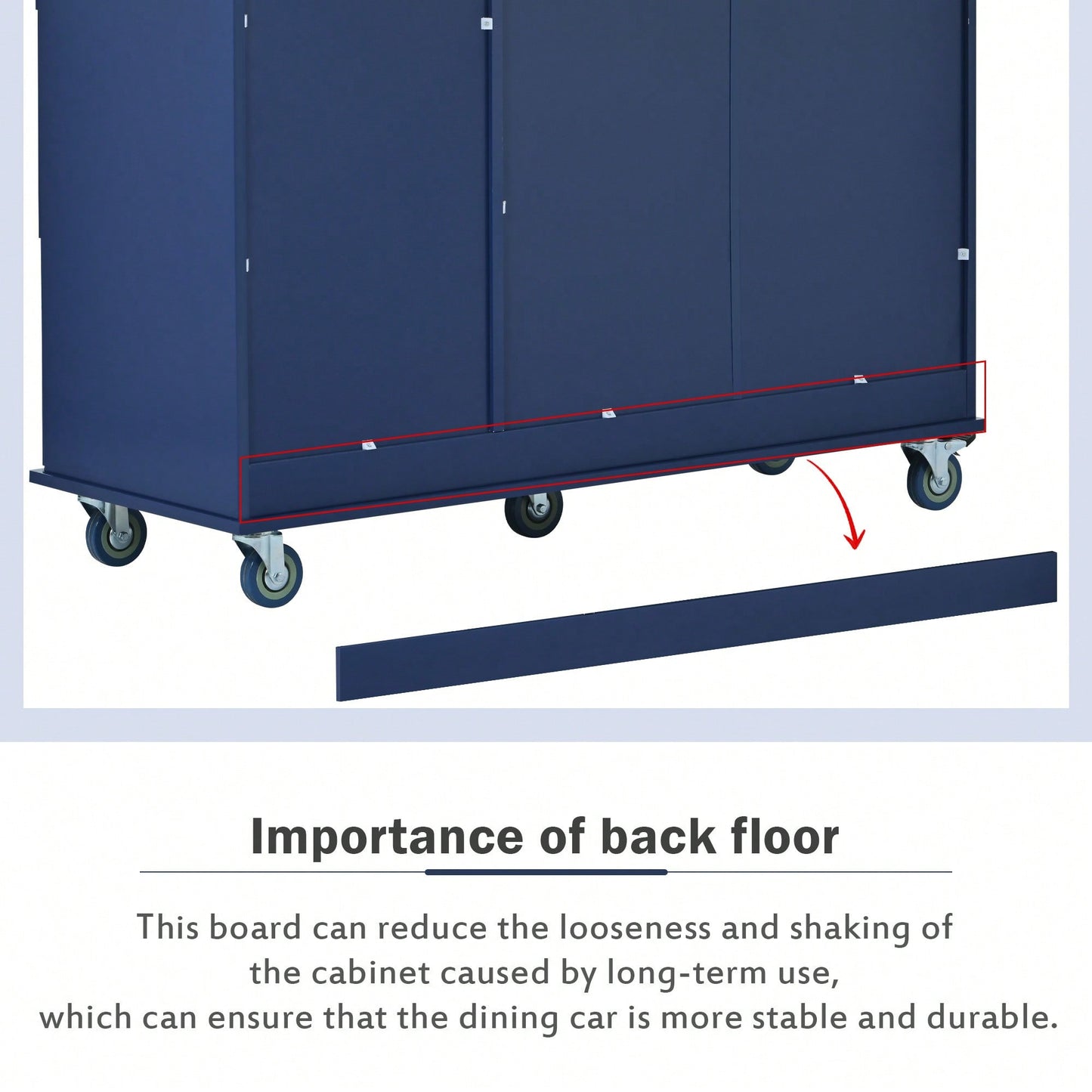 Mobile Kitchen Island With Drop Leaf Solid Wood Top Locking Wheels And Storage Cabinet Dark Blue 52.7 Inch Width