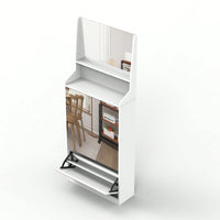 Stylish Vertical Shoe Storage Cabinet With 3 Mirrors For Entryway And Bedroom In White Finish