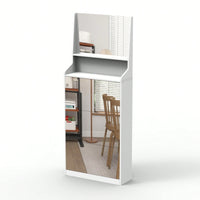 Stylish Vertical Shoe Storage Cabinet With 3 Mirrors For Entryway And Bedroom In White Finish