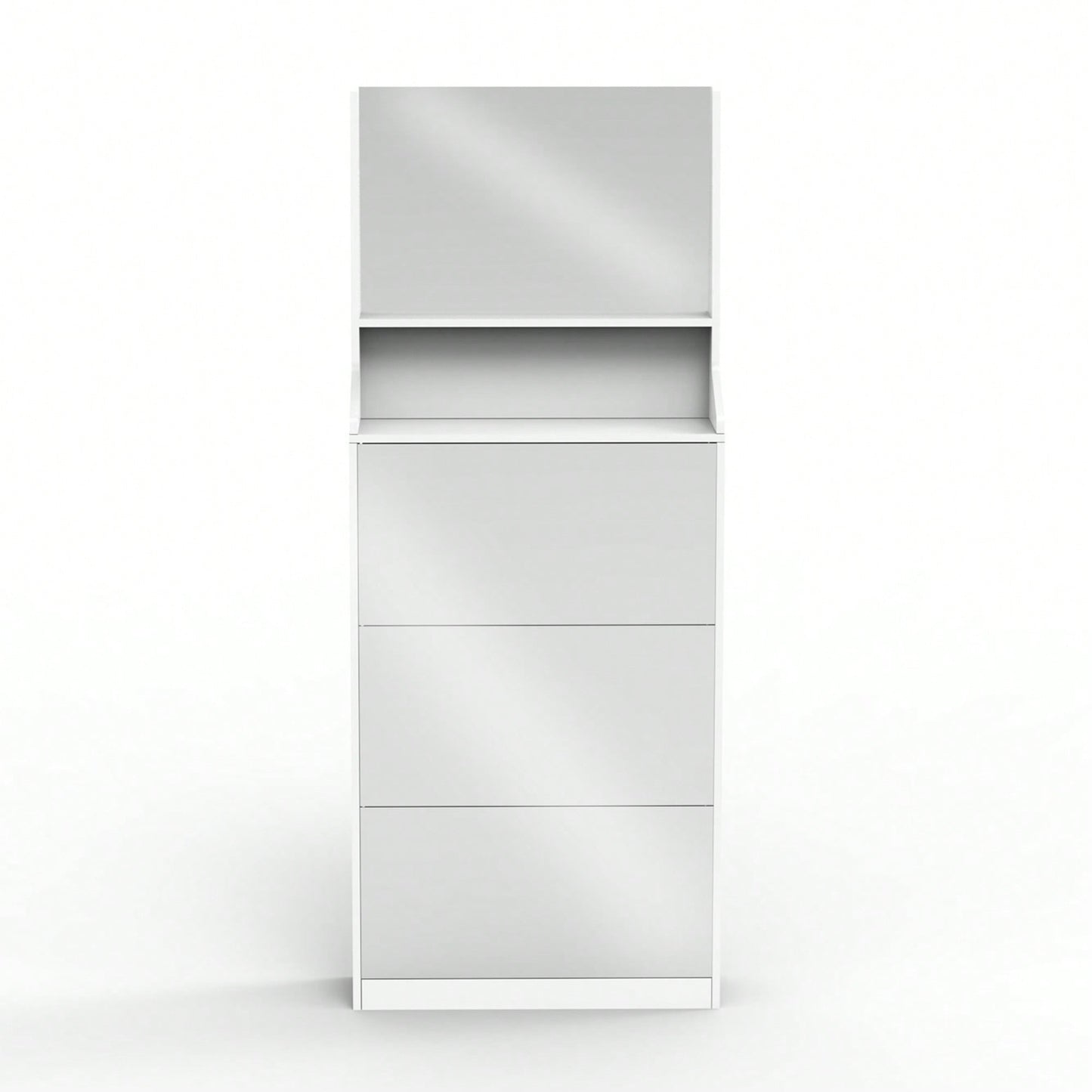 Stylish Vertical Shoe Storage Cabinet With 3 Mirrors For Entryway And Bedroom In White Finish