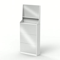 Stylish Vertical Shoe Storage Cabinet With 3 Mirrors For Entryway And Bedroom In White Finish