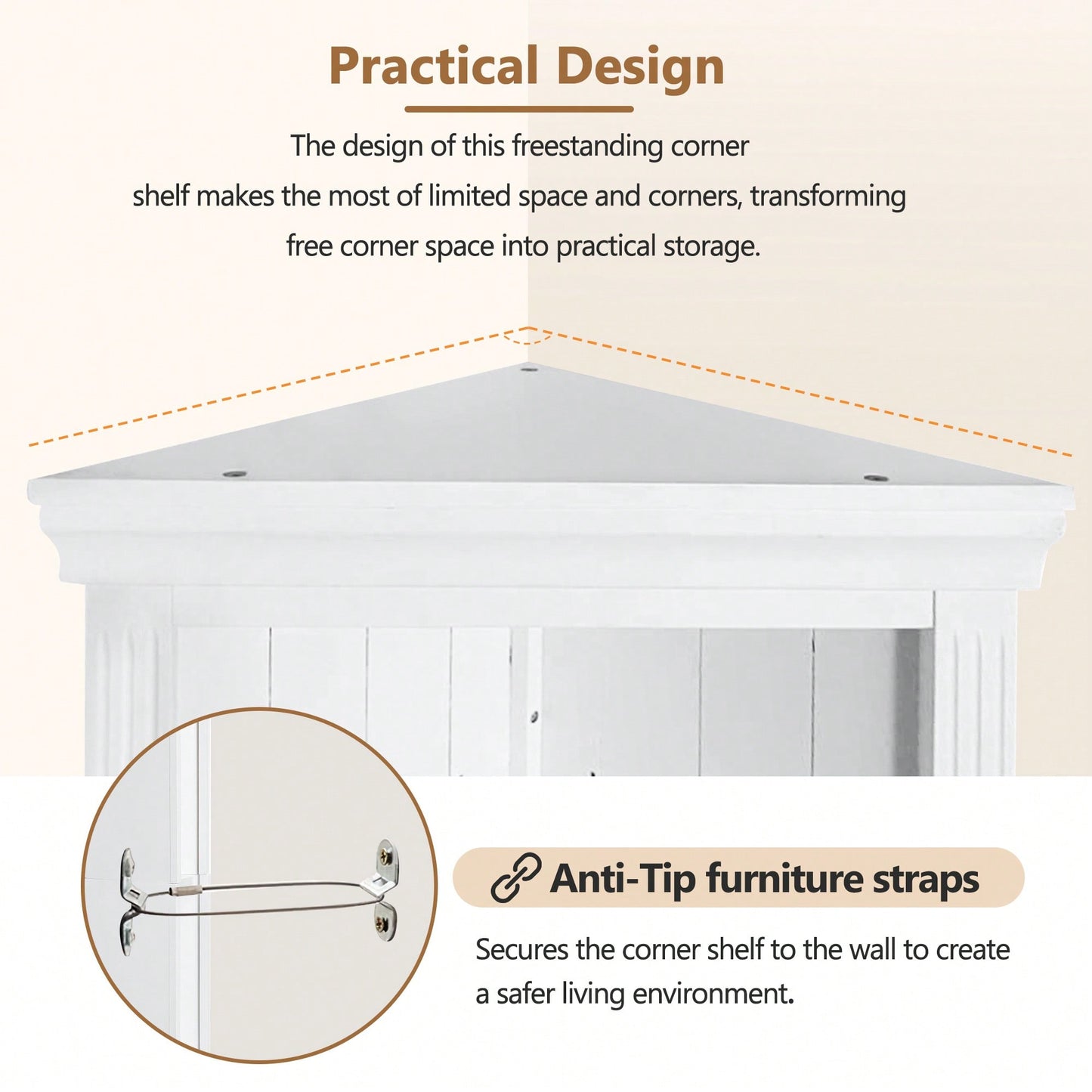 Tall 5 Tier Modern Corner Shelf Unit For Small Spaces Open Bookcase And Plant Display Stand In White For Living Room And Home Office